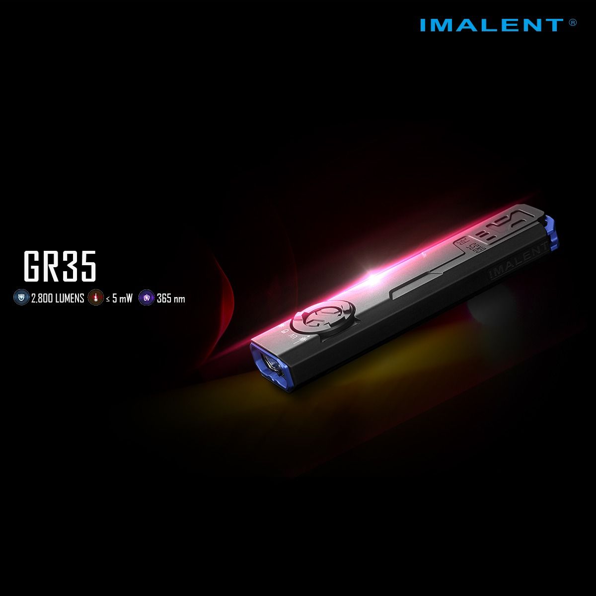 IMALENT GR35 Torcia EDC 2800 Lumen, Multi-Sorgente (Laser/UV/Strobo), Magnetica, Torcia Rossa