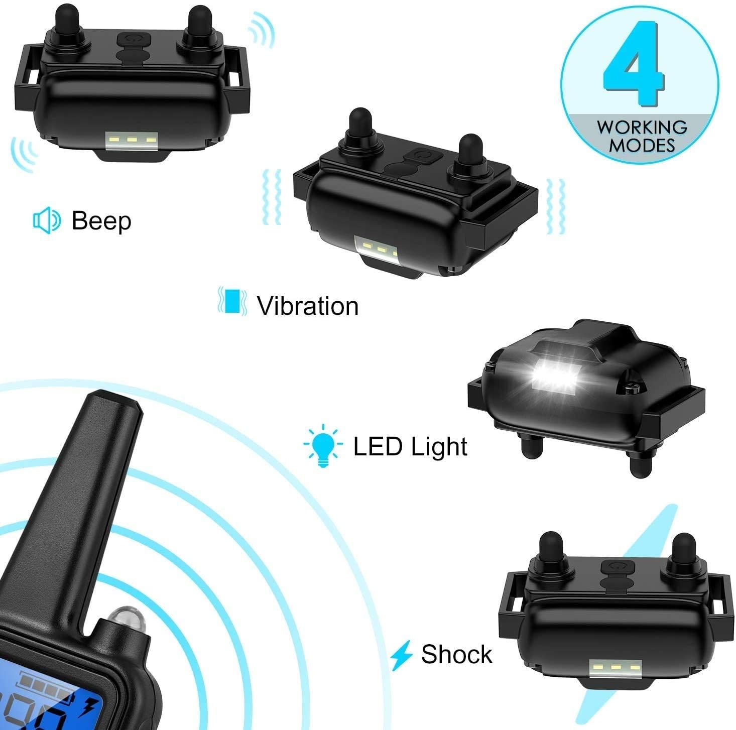 Collare Addestramento Cani Elettrico 800m con Telecomando per Animali Domestici Impermeabile Livelli Regolabili e LCD Addestramento Open Air di Tutte le Taglie 3 Modalità Disponibili
