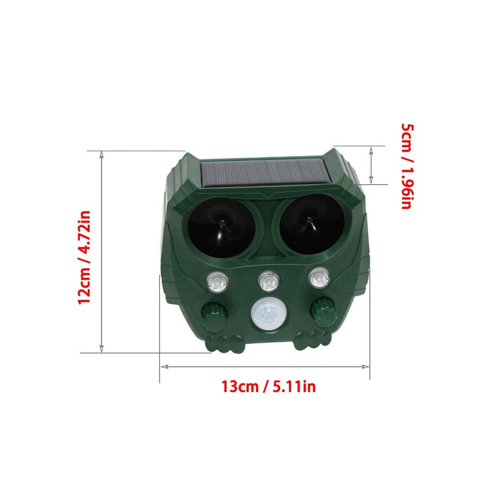 Repellente Animale Ultrasonico Solare per Giardini Protezione Esterna Impermeabile IP44 Controllo Fauna Selvatica Ecologico Resistente alle Intemperie onde sonore e ultrasuoni