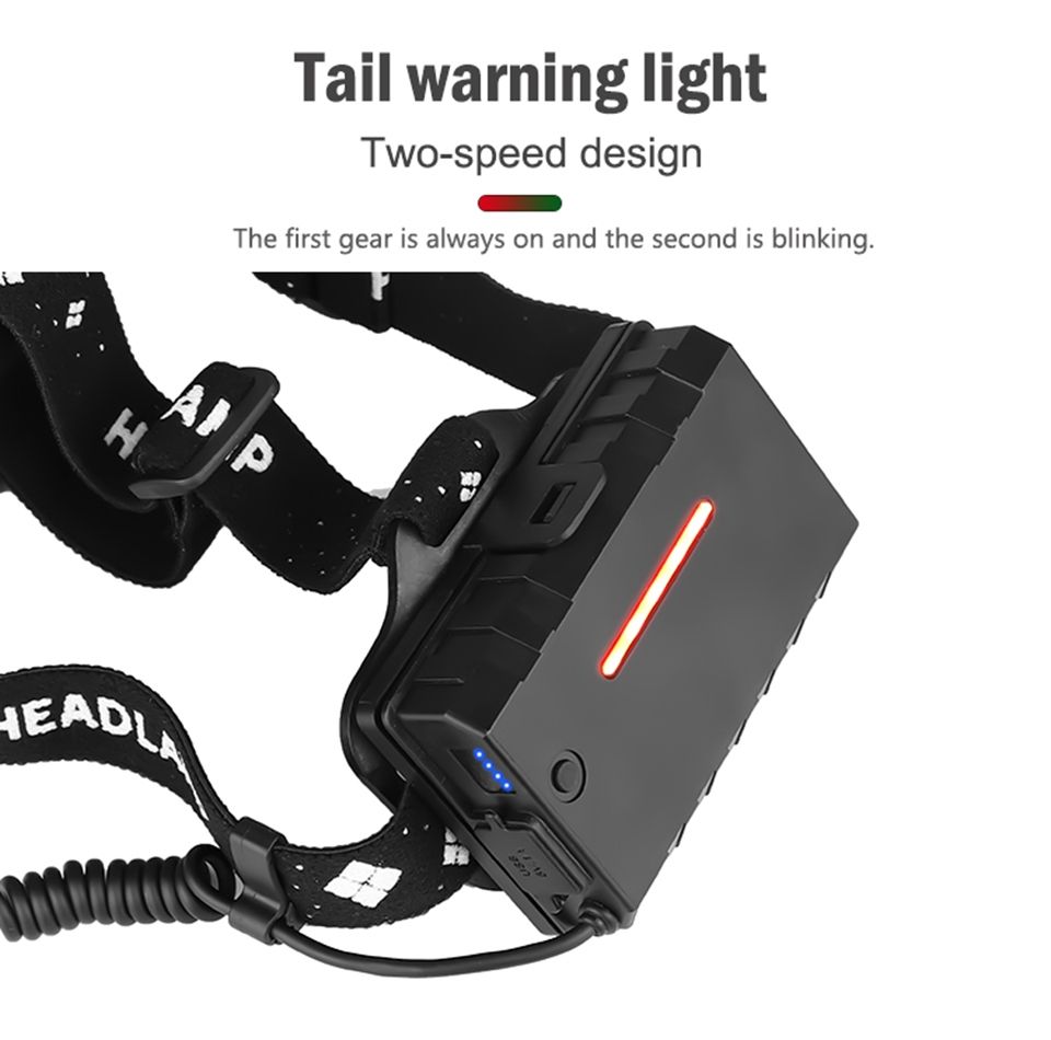 Lampada frontale LED XHP70 8000LM Ricaricabile via USB Luce da esterno Impermeabile IPX5 Modalità regolabili per Campeggio ed Escursionismo