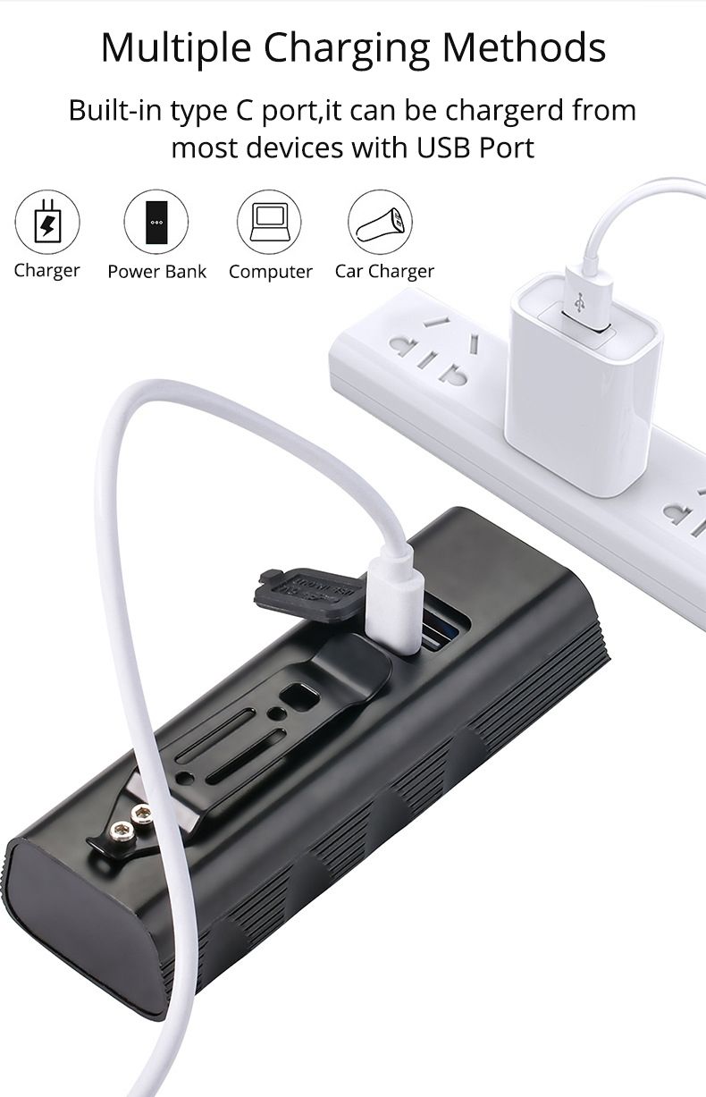 Luci anteriori per bicicletta TK5 5000 lumen, ricaricabili via USB, impermeabili, super luminose, con modalità multiple per ciclismo.