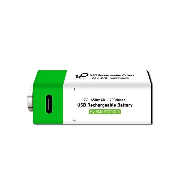Batteria ricaricabile USB 9V 6F22 650mAh, ecologica, agli ioni di litio, per giocattoli, microfono, multimetro e altro
