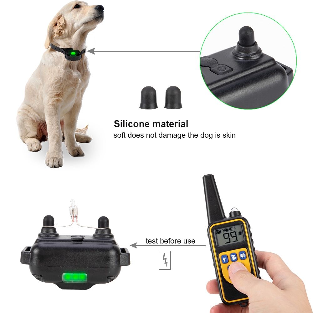 Collare elettrico per cani da addestramento da 800m, ricaricabile, impermeabile, con display LCD e livelli regolabili per l'obbedienza del cane.