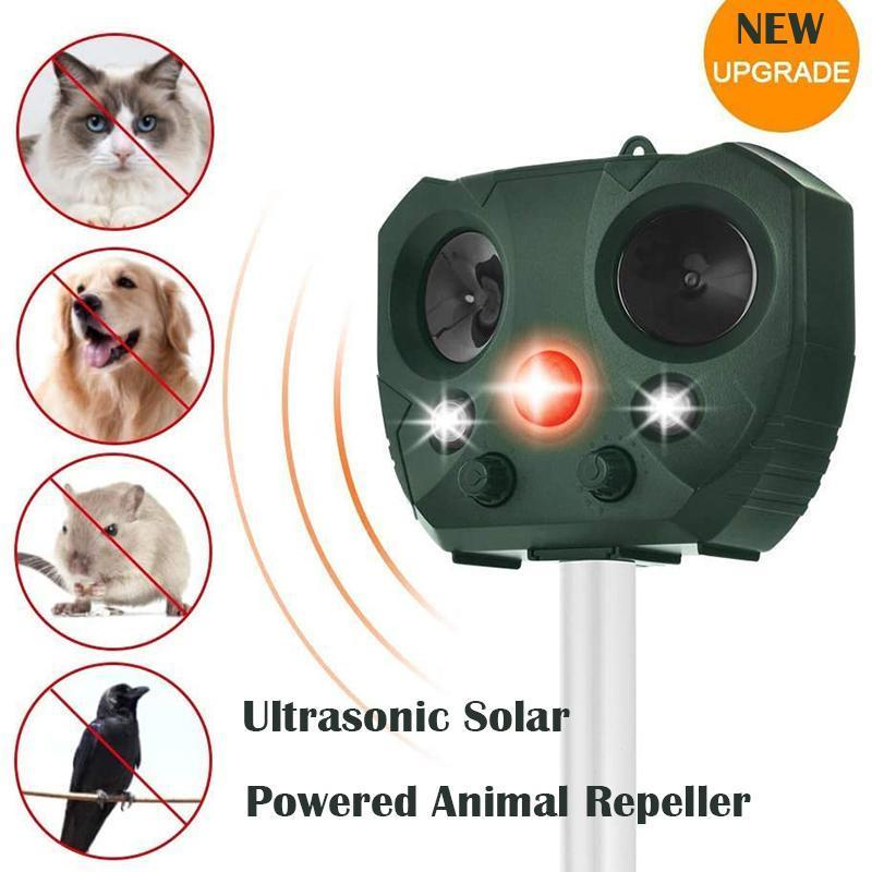 Repellente Animale Ultrasonico Solare per Giardini Protezione Esterna Impermeabile IP44 Controllo Fauna Selvatica Ecologico Resistente alle Intemperie onde sonore e ultrasuoni