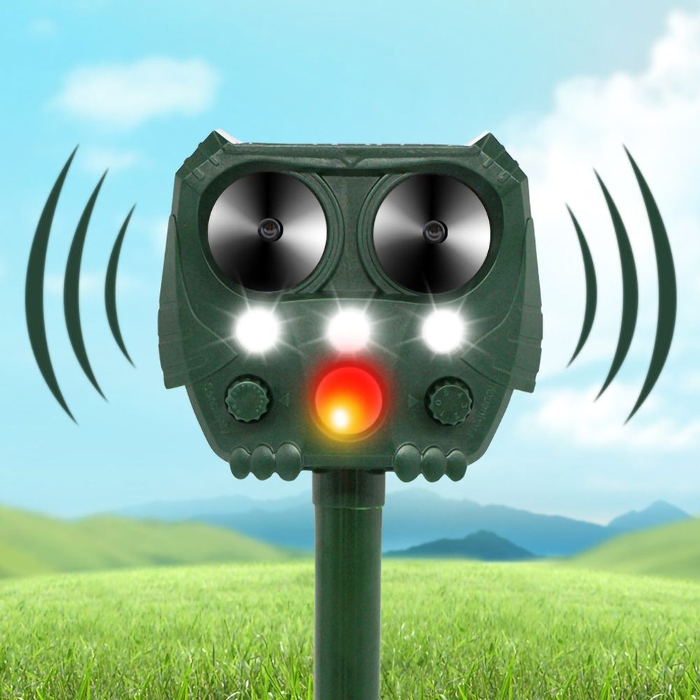 Repellente Animale Ultrasonico Solare per Giardini Protezione Esterna Impermeabile IP44 Controllo Fauna Selvatica Ecologico Resistente alle Intemperie onde sonore e ultrasuoni
