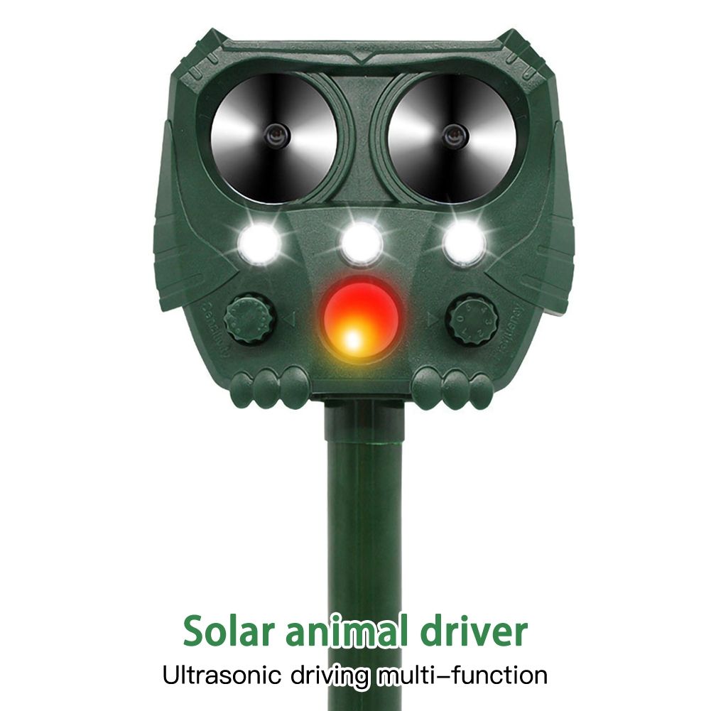 Repellente Animale Ultrasonico Solare per Giardini Protezione Esterna Impermeabile IP44 Controllo Fauna Selvatica Ecologico Resistente alle Intemperie onde sonore e ultrasuoni