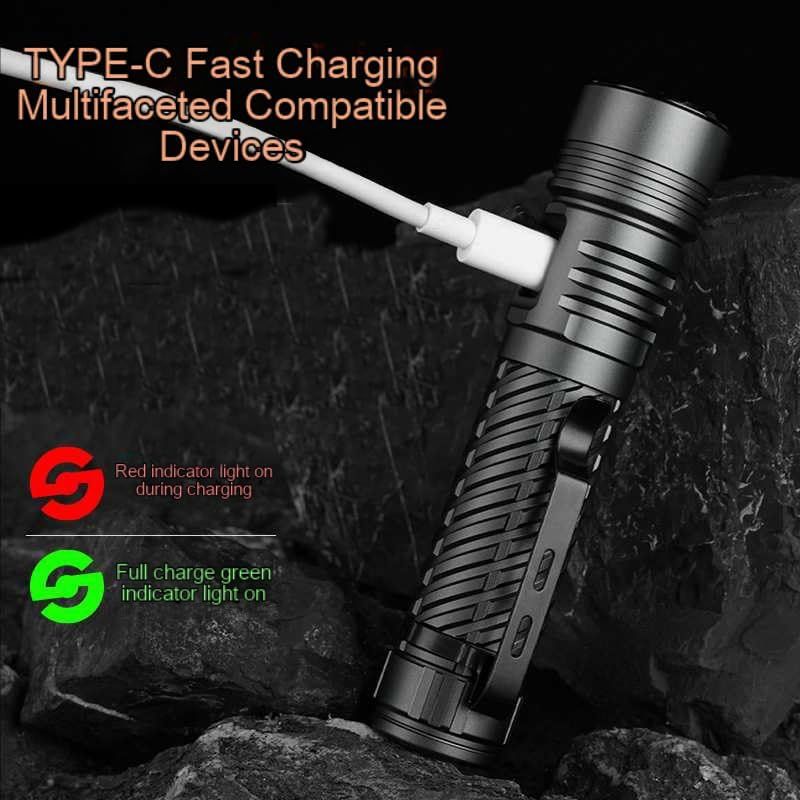 Rechargeable LED Flashlight, 21700 Battery, USB-C