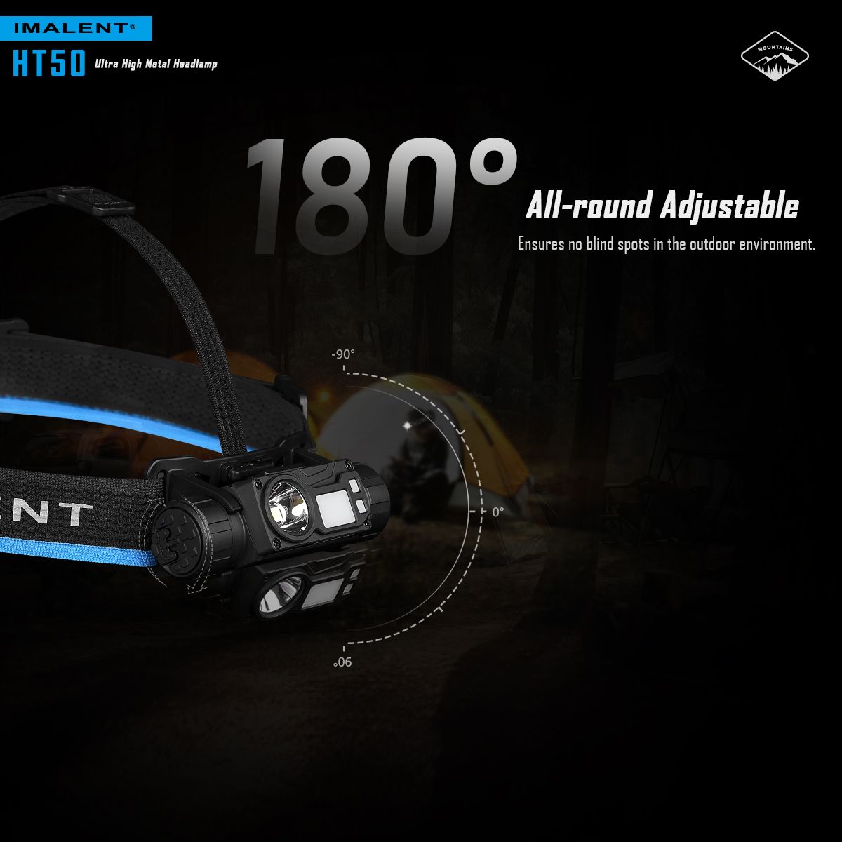 IMALENT HT50 LED Lampada Frontale da Avventura con Doppia Fonte Luminosa, Ricaricabile, Design Leggero, Alta Emissione di Lumen