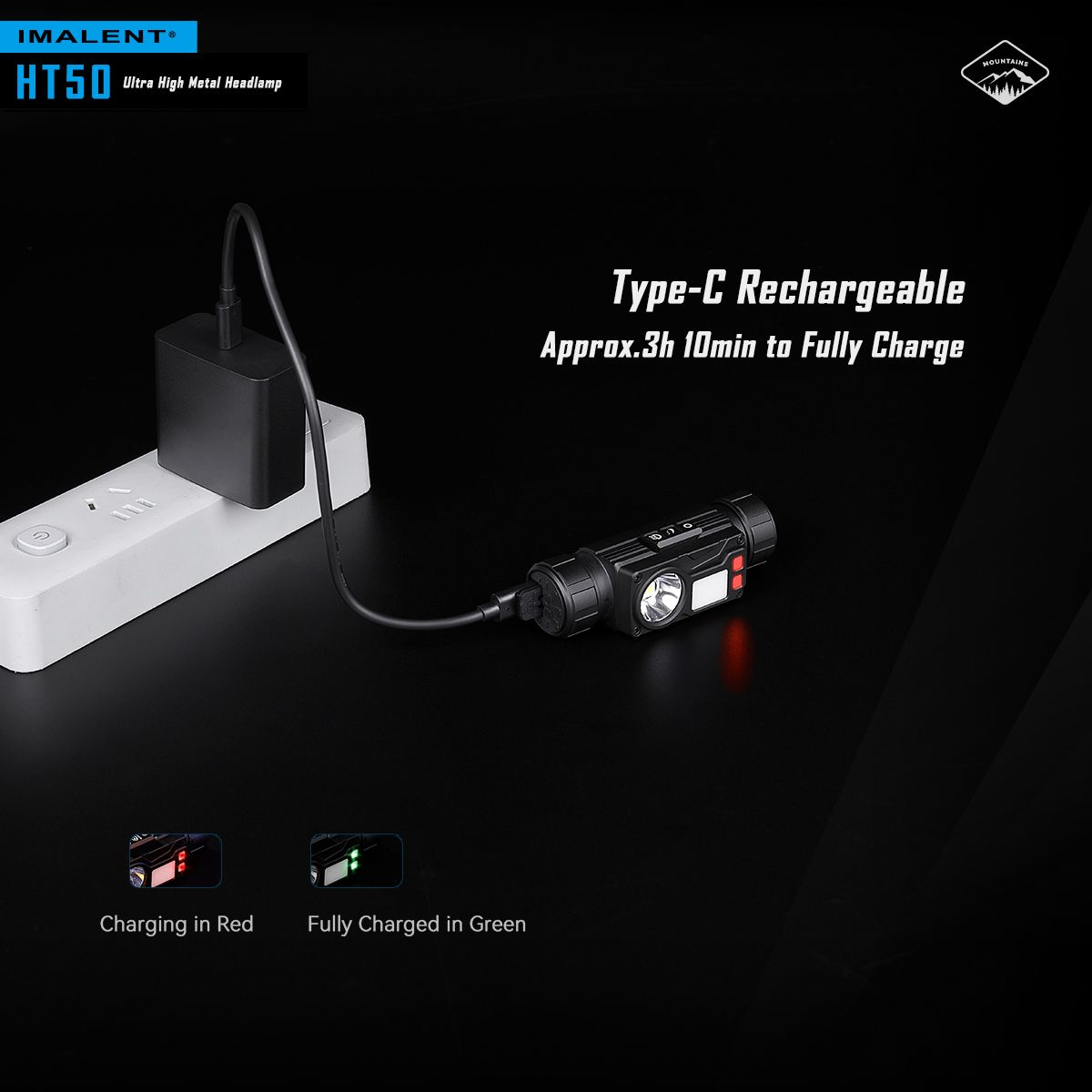 IMALENT HT50 LED Lampada Frontale da Avventura con Doppia Fonte Luminosa, Ricaricabile, Design Leggero, Alta Emissione di Lumen