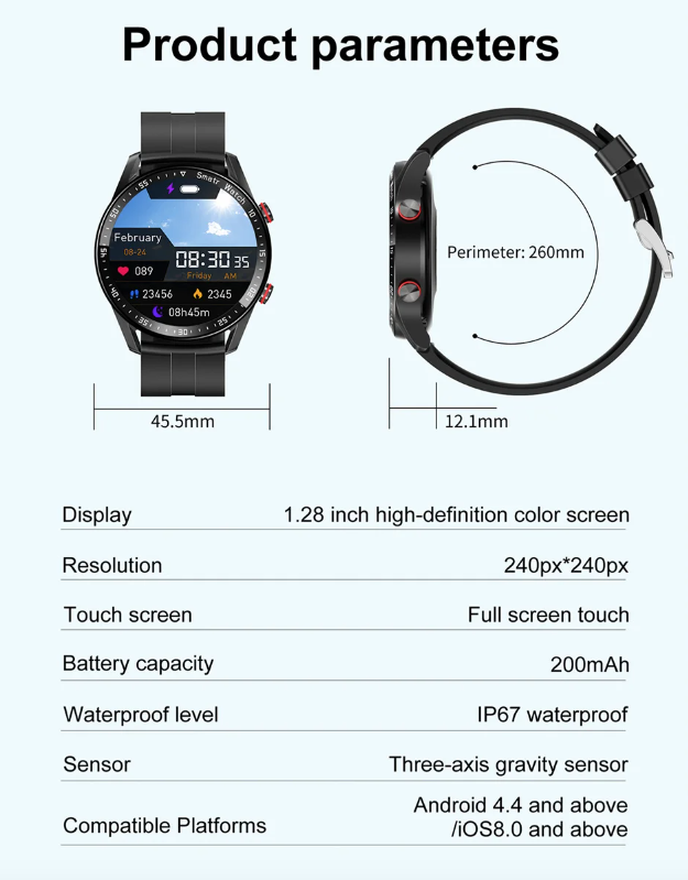 HW20 ECG+PPG Smartwatch con Chiamata Bluetooth