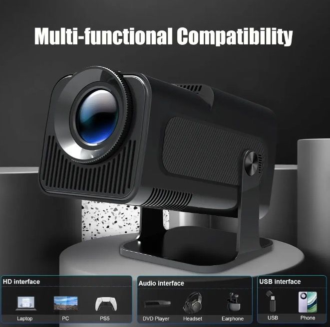HY320 Proiettore Android 11 Compatto 4K Nativo 390 Lumen ANSI Doppio WiFi6 Bluetooth 5.0 Cinema Domestico e All'Aperto