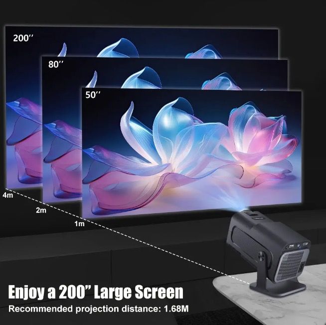HY320 Proiettore Android 11 Compatto 4K Nativo 390 Lumen ANSI Doppio WiFi6 Bluetooth 5.0 Cinema Domestico e All'Aperto