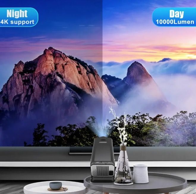 HY320 Proiettore Android 11 Compatto 4K Nativo 390 Lumen ANSI Doppio WiFi6 Bluetooth 5.0 Cinema Domestico e All'Aperto