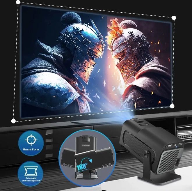 HY320 Proiettore Android 11 Compatto 4K Nativo 390 Lumen ANSI Doppio WiFi6 Bluetooth 5.0 Cinema Domestico e All'Aperto