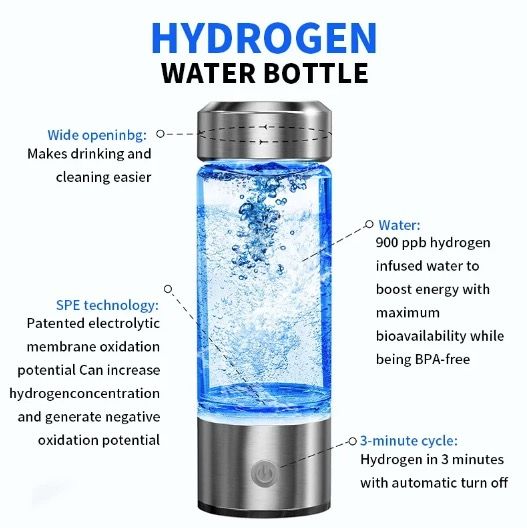 Tazza d'acqua portatile con generatore di idrogeno, ionizzatore e filtro, elegante, 420 ml, migliora l'idratazione e i livelli di antiossidanti