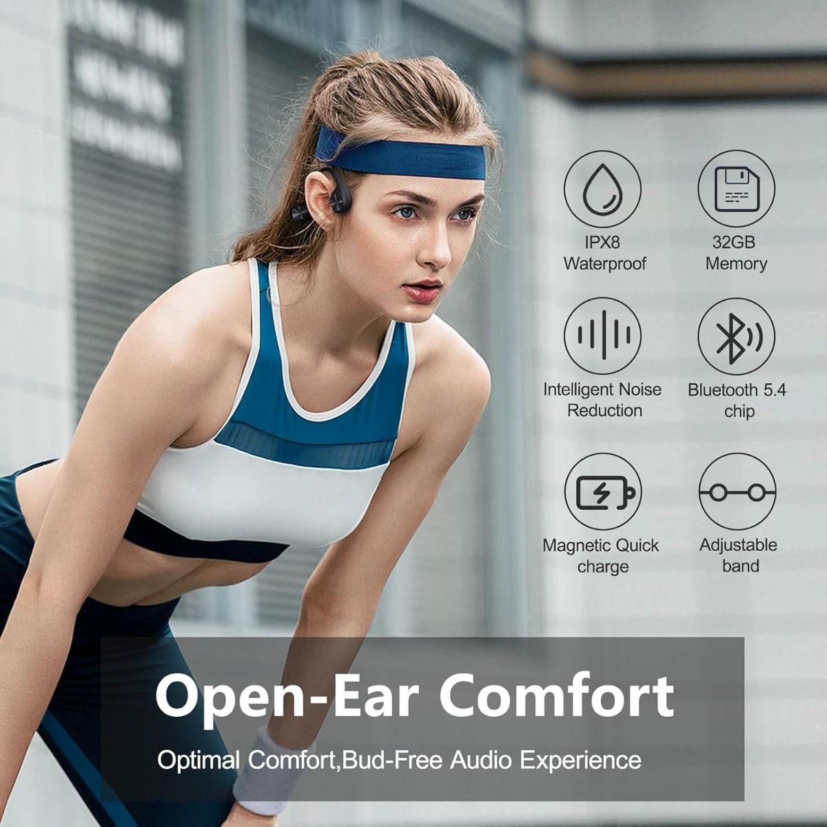 Swimming Headphones,Bone Conduction Headphones Bluetooth 5.4,IPX8 Waterproof Earbuds,32G Memory Sports Headphone