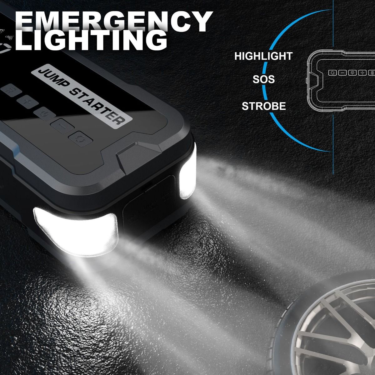 Power Bank di avviamento e caricabatterie portatile con corrente di picco di 2000A, design compatto per problemi di batteria auto