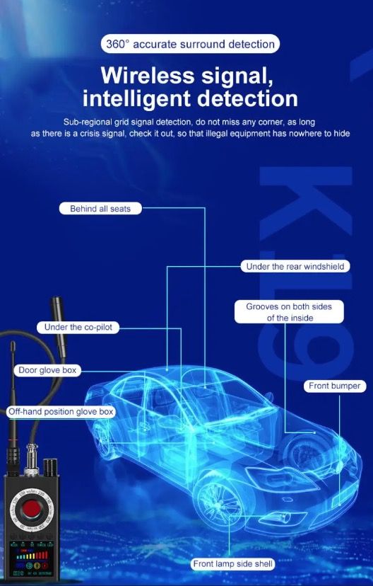 K19 Rilevatore di Segnali RF Senza Fili e Localizzatore GPS - Dispositivo di Sicurezza Compatto per la Protezione della Privacy e Rilevamento di Sorveglianza