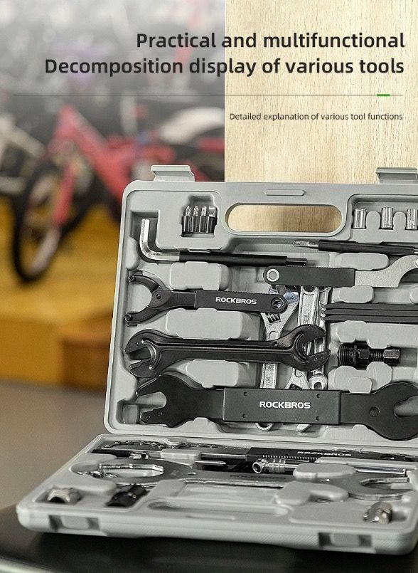Set di strumenti professionali per ciclismo ROCKBROS, kit di riparazione per bici in acciaio al carbonio resistente con stoccaggio compatto