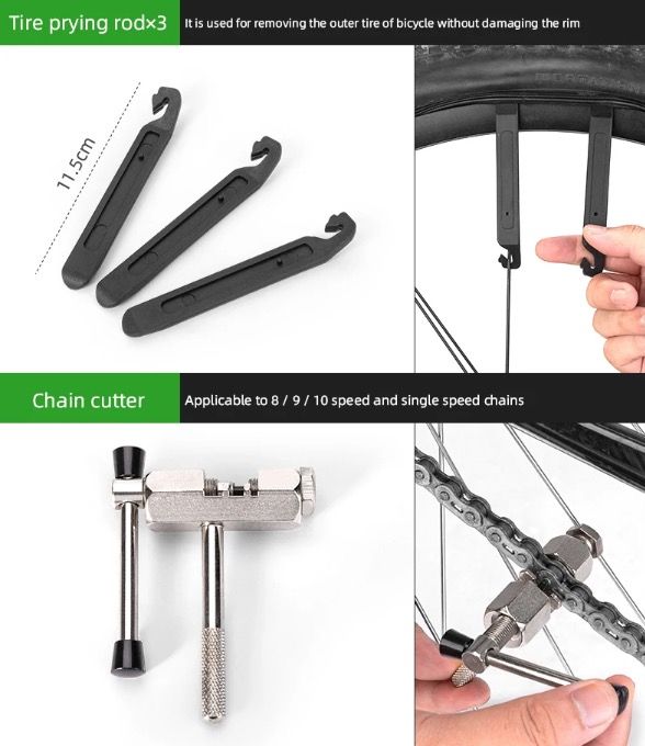 Set di strumenti professionali per ciclismo ROCKBROS, kit di riparazione per bici in acciaio al carbonio resistente con stoccaggio compatto