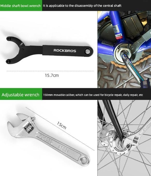 Set di strumenti professionali per ciclismo ROCKBROS, kit di riparazione per bici in acciaio al carbonio resistente con stoccaggio compatto