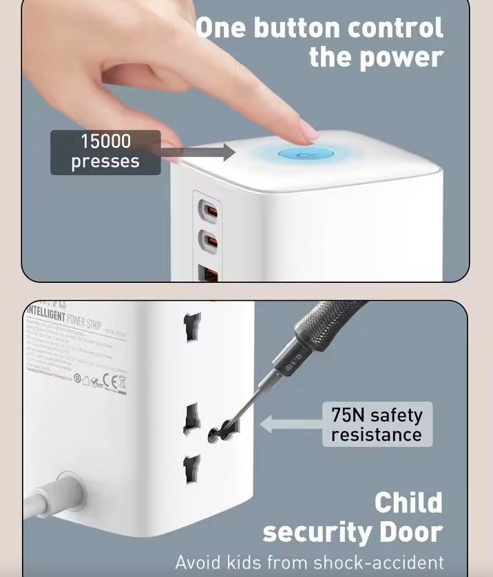 LDNIO Multipresa Verticale 70W: Caricabatterie USB-C/A Universale, Cubo Salvaspazio per Casa/Ufficio