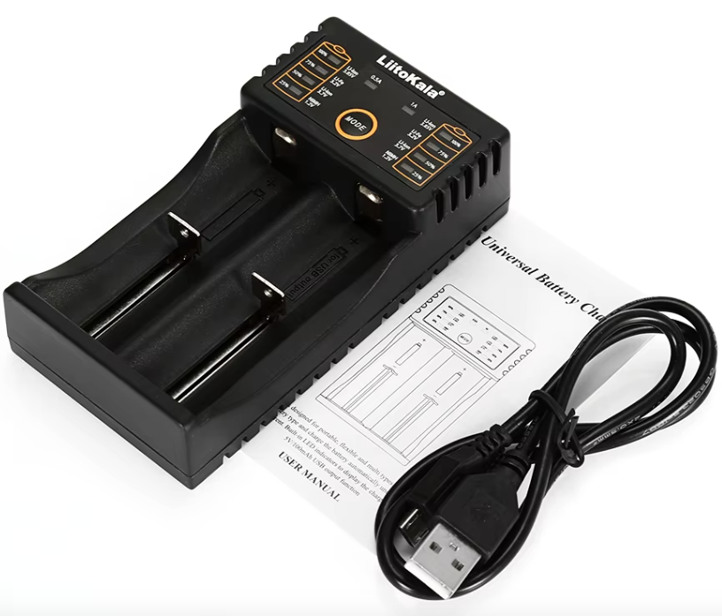 LiitoKala Lii-202 caricabatterie intelligente per batterie 3.7V Li-ion 18650 21700 NiMH con doppio canale di ricarica ingresso Micro USB uscita USB per ricarica efficiente e sicura
