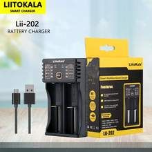 LiitoKala Lii-202 caricabatterie intelligente per batterie 3.7V Li-ion 18650 21700 NiMH con doppio canale di ricarica ingresso Micro USB uscita USB per ricarica efficiente e sicura
