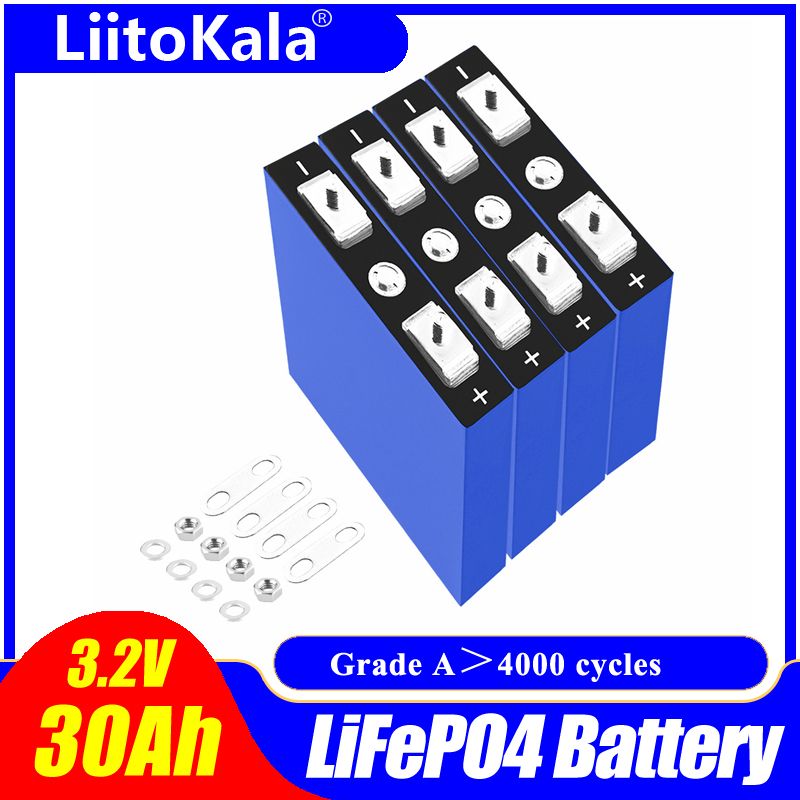 LiitoKala 3.2V 30Ah Lifepo4 Battery Pack 4S 12.8V Alta Densità per Veicoli Elettrici Solare Lunga Durata del Ciclo