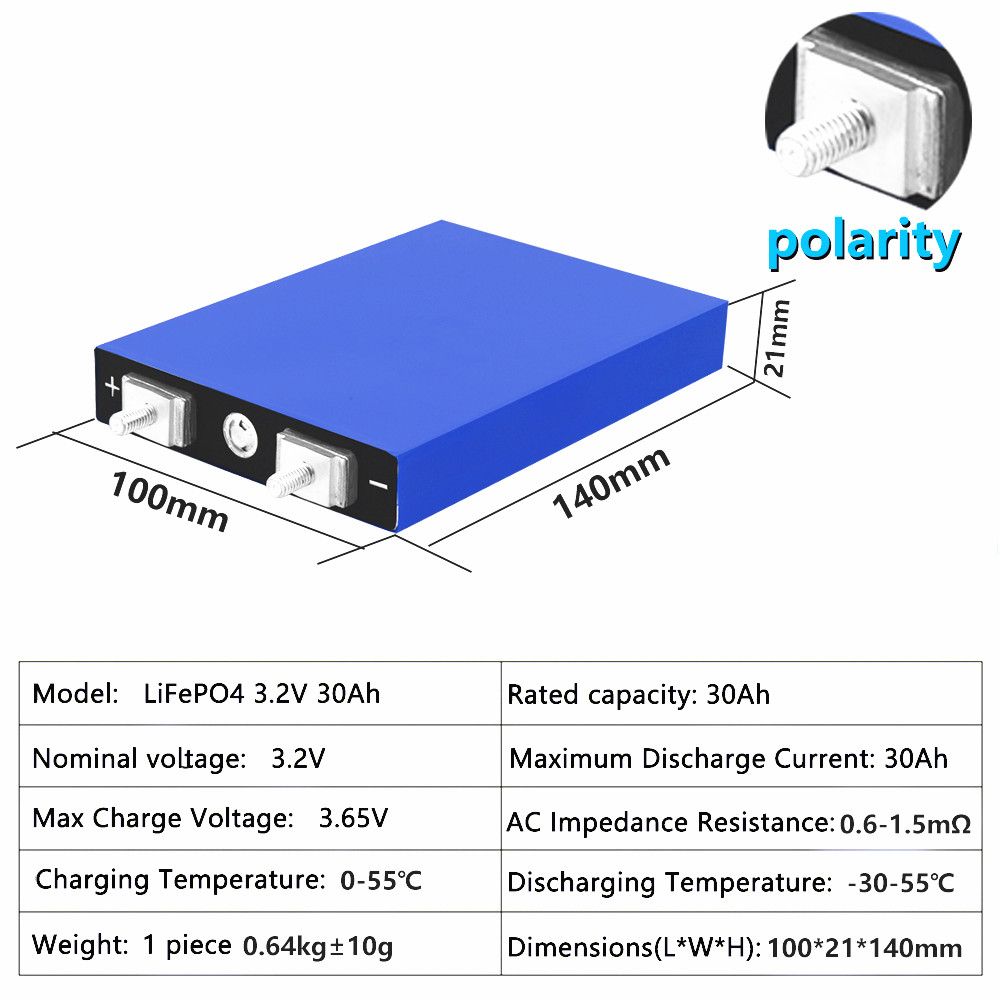 LiitoKala 3.2V 30Ah Lifepo4 Battery Pack 4S 12.8V Alta Densità per Veicoli Elettrici Solare Lunga Durata del Ciclo