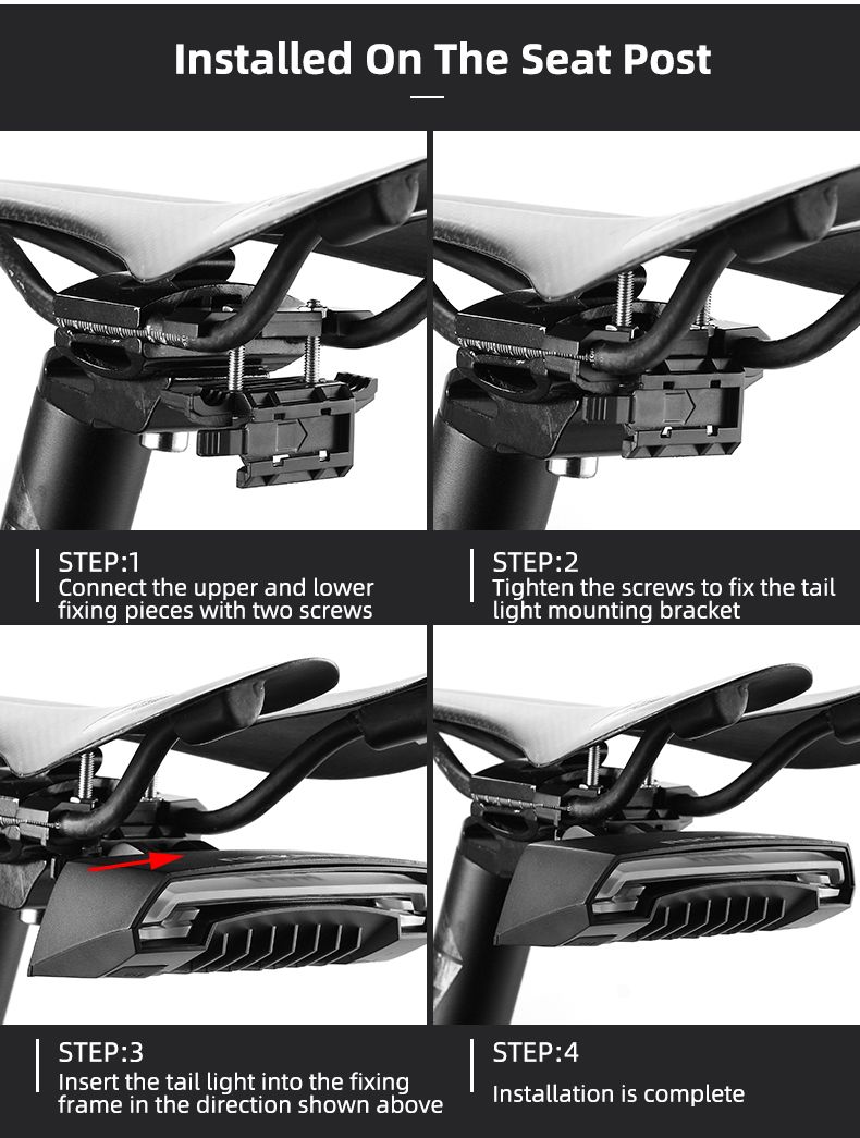 ROCKBROS LKWD-R1 Luce Bici Smart USB LED con Telecomando Wireless Segnalatore di Svoltata Proiettore Laser per Sicurezza in Bicicletta