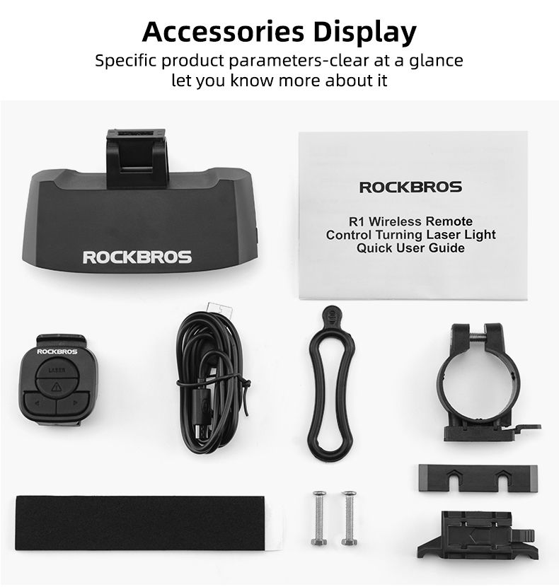 ROCKBROS LKWD-R1 Luce Bici Smart USB LED con Telecomando Wireless Segnalatore di Svoltata Proiettore Laser per Sicurezza in Bicicletta