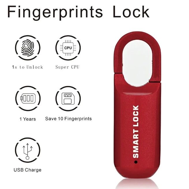 Lucchetto mini con impronta digitale, sblocco rapido, accesso senza chiave, lucchetto resistente con design leggero per la sicurezza nei viaggi.