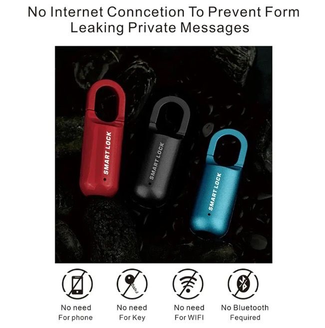 Lucchetto mini con impronta digitale, sblocco rapido, accesso senza chiave, lucchetto resistente con design leggero per la sicurezza nei viaggi.