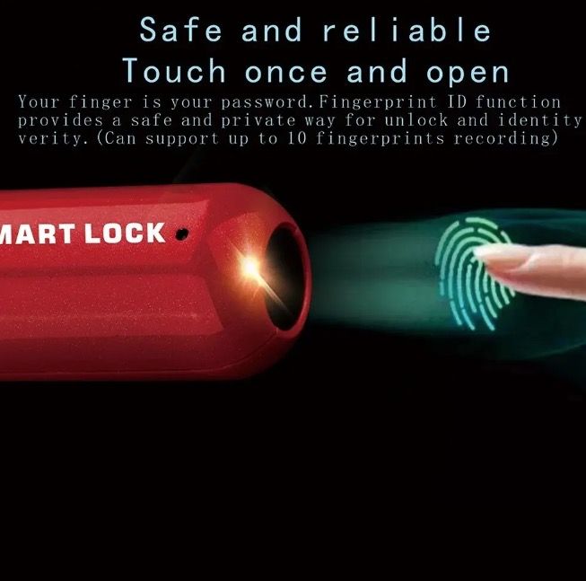 Lucchetto mini con impronta digitale, sblocco rapido, accesso senza chiave, lucchetto resistente con design leggero per la sicurezza nei viaggi.