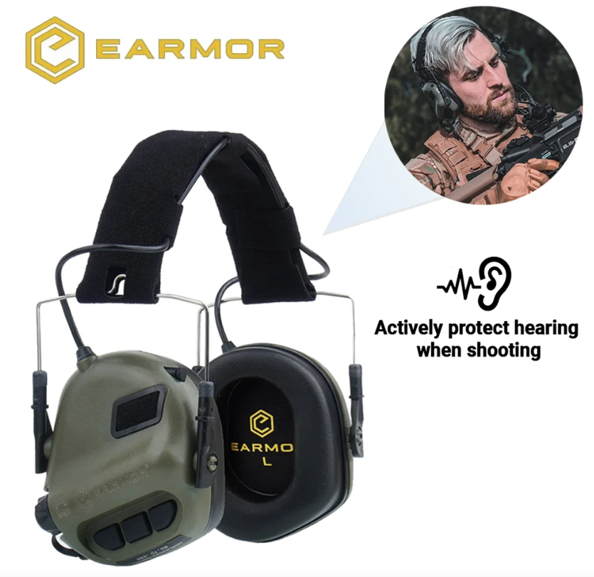 EARMOR M31 MOD4 Cuffie Tattiche Elettroniche da Tiro con Riduzione del Rumore, Attrezzatura da Caccia con Comodo Cuscinetto Auricolare
