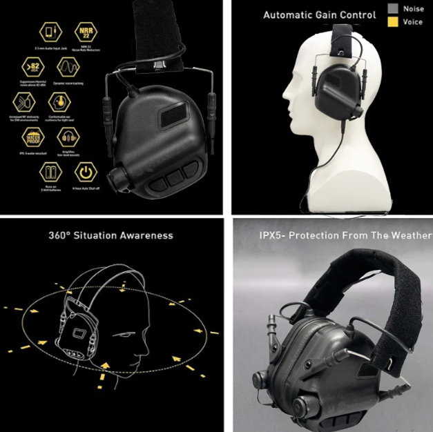 EARMOR M31 MOD4 Cuffie Tattiche Elettroniche da Tiro con Riduzione del Rumore, Attrezzatura da Caccia con Comodo Cuscinetto Auricolare