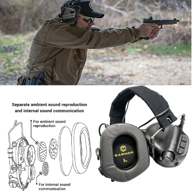 EARMOR M31 MOD4 Cuffie Tattiche Elettroniche da Tiro con Riduzione del Rumore, Attrezzatura da Caccia con Comodo Cuscinetto Auricolare