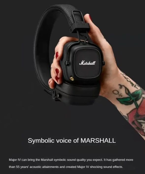 Marshall Major IV Cuffie Bluetooth - Estetica Classica, Signature Sound, Bassi Profondi, Ricarica Wireless