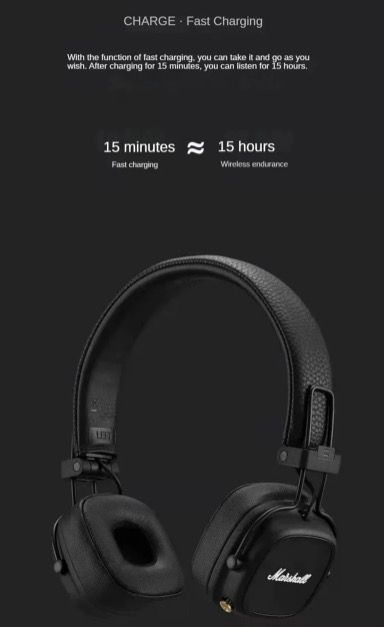 Marshall Major IV Cuffie Bluetooth - Estetica Classica, Signature Sound, Bassi Profondi, Ricarica Wireless