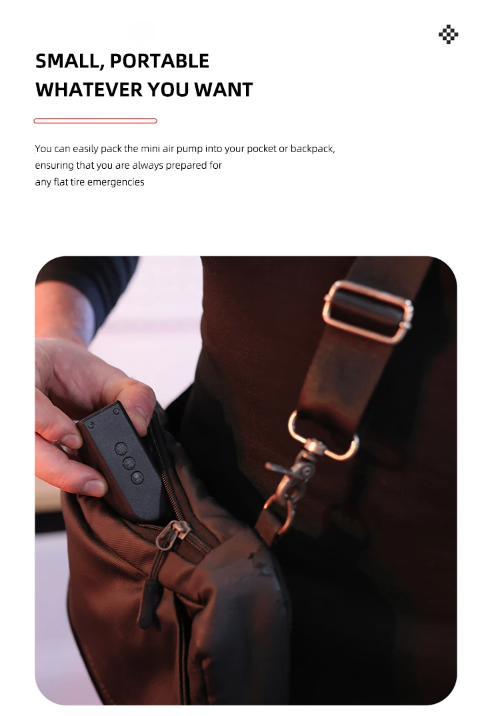 HT09 Mini Pompa per Bici, Pompa Elettrica Portatile con Sensore di Pressione ad Alta Precisione e Design Leggero