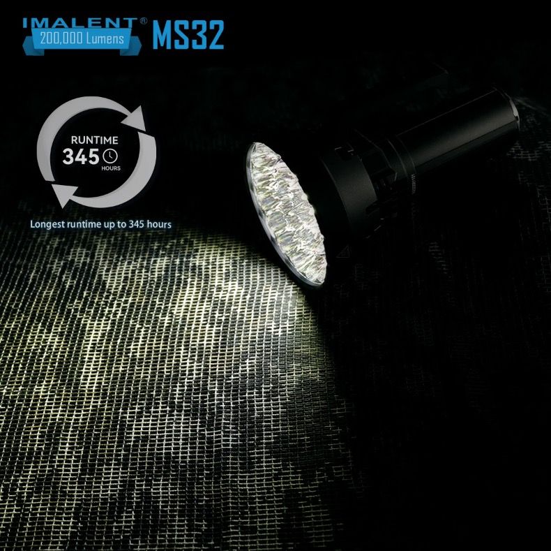 IMALENT MS32 200000 Lumen LED Torcia ad Alta Potenza con Modalità di Illuminazione Multiple per Avventure all'Aperto
