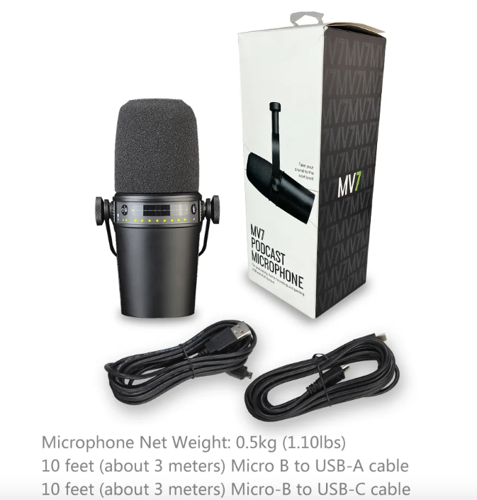 MV7 Microfono Dinamico Professionale per Podcasting, Live Streaming e Registrazione di Suono di Alta Qualità