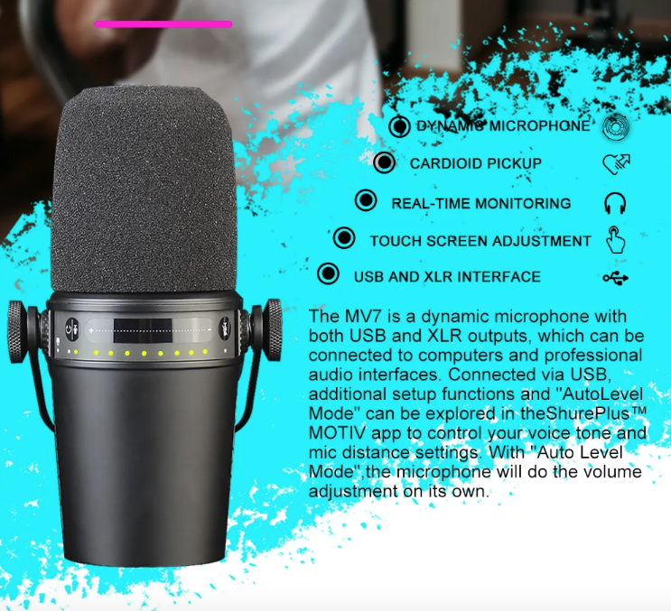 MV7 Microfono Dinamico Professionale per Podcasting, Live Streaming e Registrazione di Suono di Alta Qualità