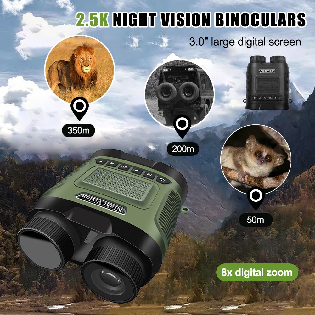Binocolo DT29 Visione Notturna Infrarossi 850nm 1080P HD Zoom Digitale 8X per Osservazione Fauna Selvatica e Visione delle Stelle Perfetto per Attrezzatura Outdoor