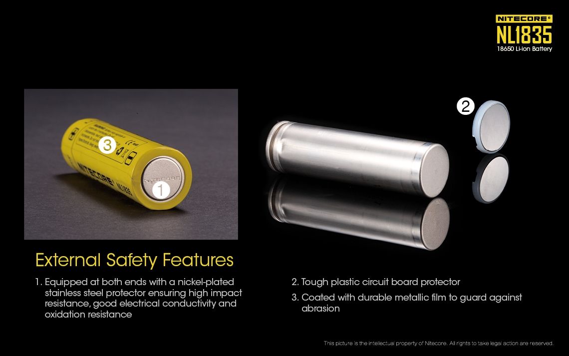 Nitecore 18650 NL1835 3500mAh Batteria Ricaricabile agli Ioni di Litio per Potenza Duratura e Prestazioni Affidabili