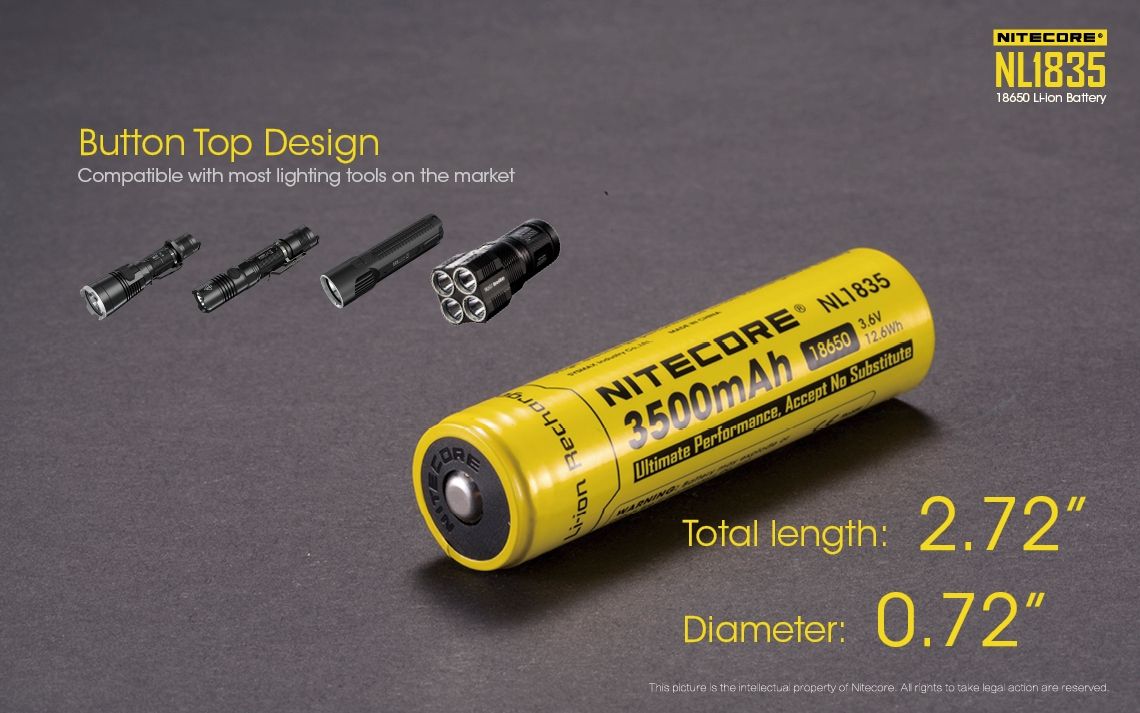 Nitecore 18650 NL1835 3500mAh Batteria Ricaricabile agli Ioni di Litio per Potenza Duratura e Prestazioni Affidabili