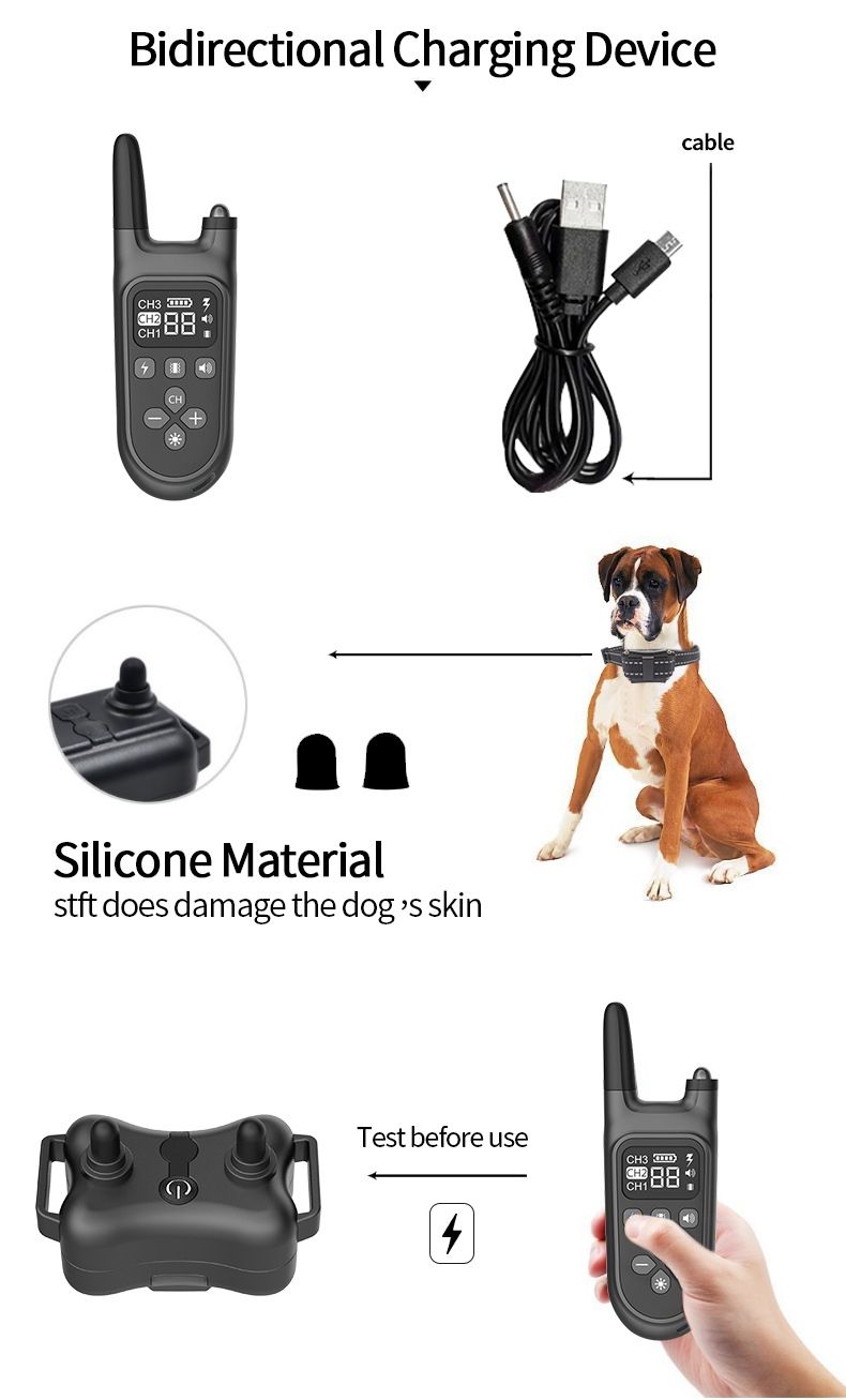 Collare d'Addestramento per Cani Impermeabile Ricaricabile con Display LCD e Telecomando Ideale per Addestramento All'aperto e Correzione Comportamento Canino Sicuro per Tutte le Taglie 800m