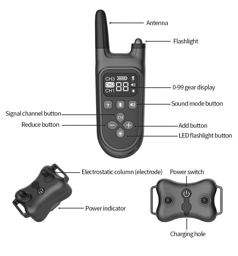 Collare d'Addestramento per Cani Impermeabile Ricaricabile con Display LCD e Telecomando Ideale per Addestramento All'aperto e Correzione Comportamento Canino Sicuro per Tutte le Taglie 800m