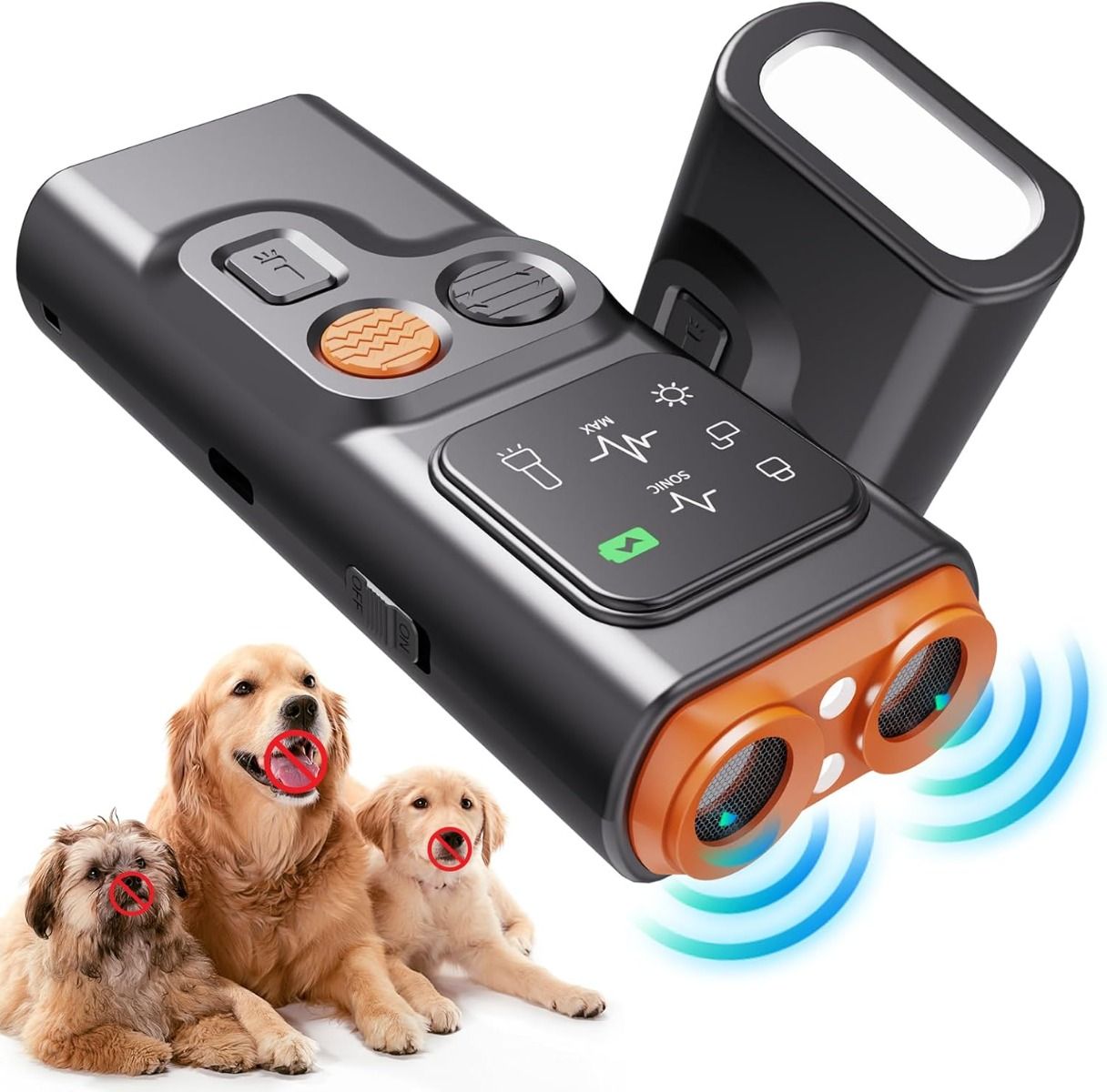 Bark Guard Anti Abbaio Ultrasuoni per Cani con Display HD Torcia LED - Addestramento & Controllo Comportamento